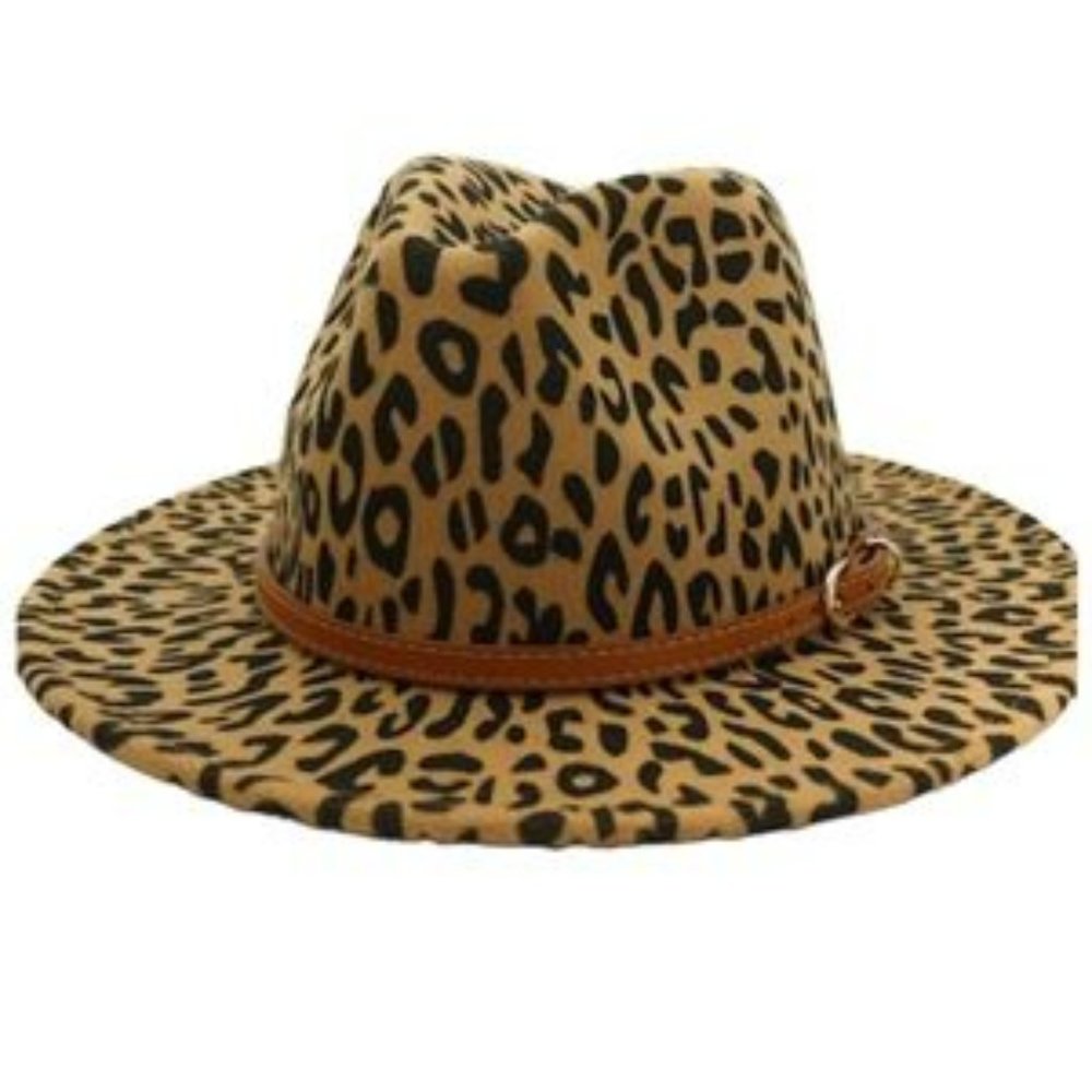 Animal Print Large Brim Fedora Hat